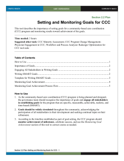 Setting and Monitoring Goals for CCC