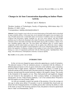 Changes in Air Ions Concentration depending on Indoor Plants Activity