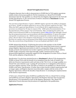 updates to the Specification 13 Process and Application Form