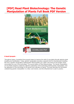 Read Plant Biotechnology: The Genetic
