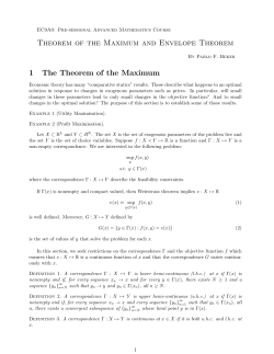 Theorem of the Maximum and Envelope Theorem 1 The Theorem of