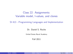 Class 22: Assignments: Variable model, l-values, and clones