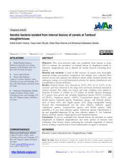 Aerobic bacteria isolated from internal lesions of camels at Tambool