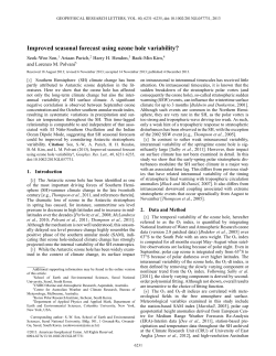 Improved seasonal forecast using ozone hole variability?