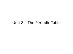 Unit 8 ~ The Periodic Table (Chapters 4, 11)