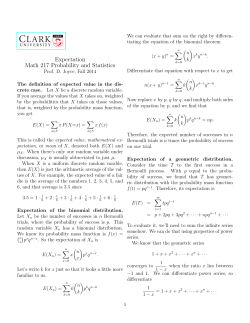 Expectation for discrete random variables