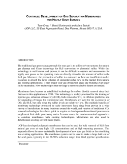 UOP Continued Development of Gas Separation Membranes