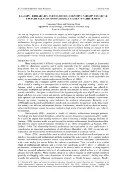 LEARNING PROBABILITY AND STATISTICS: COGNITIVE AND