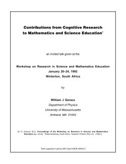Contributions from Cognitive Research to - CIMM