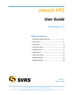 User Guide ntouch VP2 Firmware 1.0