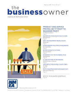 PRODUCT AND SERVICE PRICING: GET IT RIGHT TO MAXIMIZE