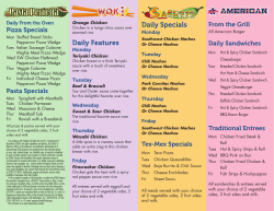 High School Menu - Student Nutrition