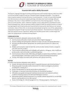 Essential Skill and/or Ability Document