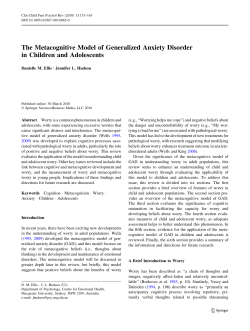 The Metacognitive Model of Generalized Anxiety Disorder in