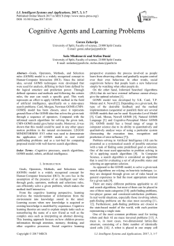 Cognitive Agents and Learning Problems