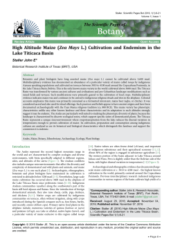 High Altitude Maize (Zea Mays L.) Cultivation and Endemism in the
