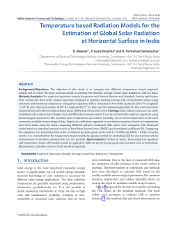 Temperature based Radiation Models for the Estimation of Global