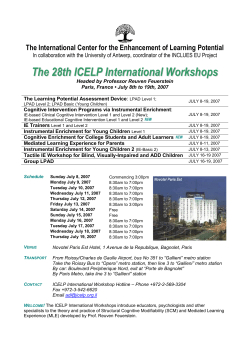 Registration Form for 28th International ICELP Workshops – July 2007