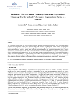 The Indirect Effects of Servant Leadership Behavior on