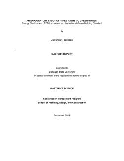 AN EXPLORATORY STUDY OF THREE PATHS TO GREEN HOMES