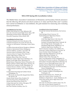MSA-CESS Spring 2016 Accreditation Actions The Middle States