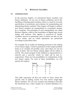 COEN231 Notes on Boolean Algebra