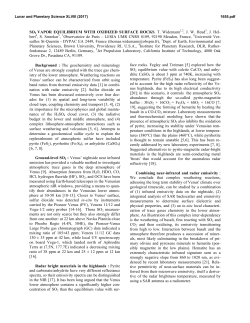 SO2 VAPOR EQUILIBRIUM WITH OXIDIZED SURFACE ROCKS. T