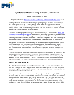 Ingredients for Effective Meetings and Team Communication