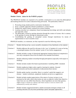 Module Criteria (taken for the PARSEL project) The PROFILES