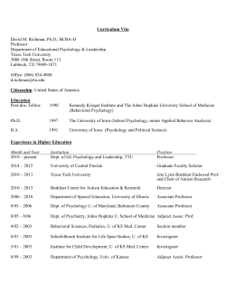 curriculum vitae - Texas Tech University Departments