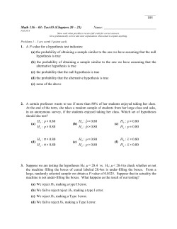 Math 116 &ndash; 03: Test #5 (Chapters 20 &ndash; 23) Name: Fall 2013 Show