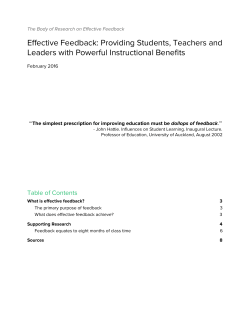 Effective Feedback: Providing Students, Teachers