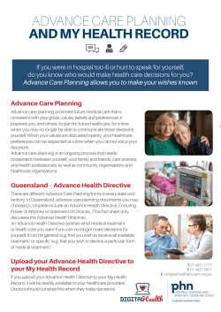 ADVANCE CARE PLANNING AND MY HEALTH RECORD