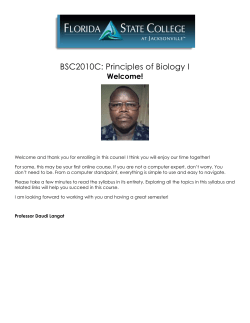 BSC 2010C: Principles of Biology I