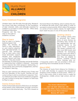 Early Childhood Education Program Sheet - Bronx