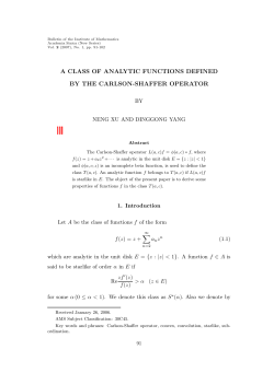 A CLASS OF ANALYTIC FUNCTIONS DEFINED BY THE CARLSON