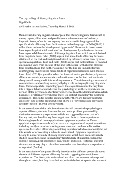 Fabb psychology lliterary linguistic form abstract rev