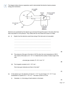 The diagram below shows an apparatus used to