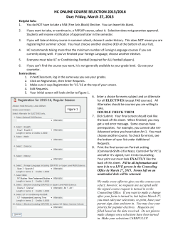 HC ONLINE COURSE SELECTION 2015/2016 Due: Friday, March
