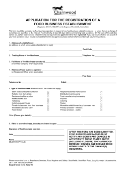 ANNEX 2: Model Application Form for the Registration of a Food