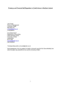 Prudence and Financial Self-Regulation in Credit Unions in