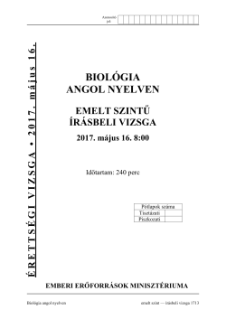 BIOL&Oacute;GIA ANGOL NYELVEN
