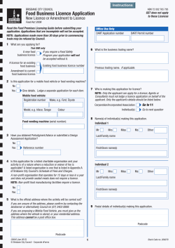 Food Business Licence Application