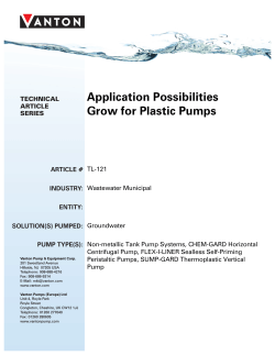 Application Possibilities Grow for Plastic Pumps