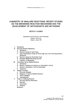CHEMISTRY OF MAILLARD REACTIONS: RECENT STUDIES ON