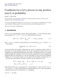 Conditions for a Levy process to stay positive near 0, in probability