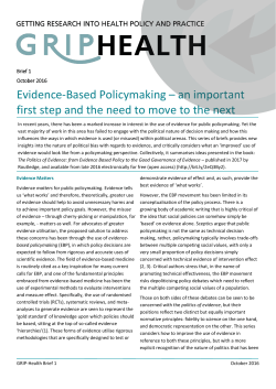 Evidence-Based Policymaking &ndash; an important first
