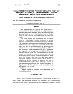 Characterization of red pigments extracted from red beet (Beta