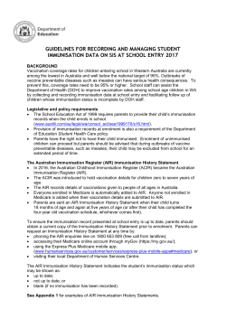 Guidelines for Entering a Child`s Immunisation Status on SIS