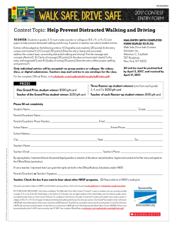 2017 CONTEST ENTRY FORM Contest Topic: Help Prevent